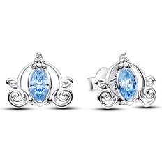 March Sea Aqua Blue Eternity Circle Stud Earrings, Sterling silver