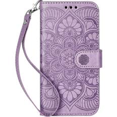 Apple iPhone 12 mini Wallet Cases Ateeky iPhone 12 Mini Wallet Case, [Stand Feature] Protective PU Leather Flip Cover with Credit Card Slot[Side Cash Pocket Light Purple