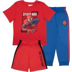 Marvel Spiderman Peter Boys Athletic T-Shirt Sweatpants Shorts 3-Piece Set for Kids and Toddlers Size 4-12
