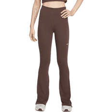 Nike Pantyhose & Stay-Ups Nike Sportswear Chill Knit Women's Tight Mini-Rib Flared Leggings - Baroque Brown/Sail