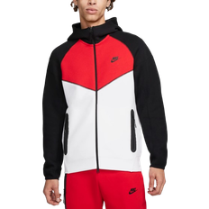 Oberteile Nike Men's Sportswear Tech Fleece Windrunner Full Zip Hoodie - White/Black/University Red
