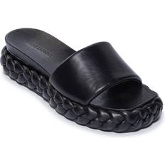 Bernardo Leather Low-Wedge Slide Sandals