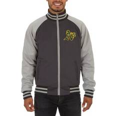 JH Design Sports Fan Apparel JH Design Men's Gray Oakland Athletics Reversible Track Jacket
