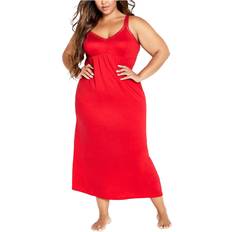 Avenue Women's Lace Trim Sleep Maxi Dress Red