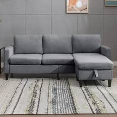 Mixoy Combination L Shaped Couch Dark Grey 85" 3 Seater