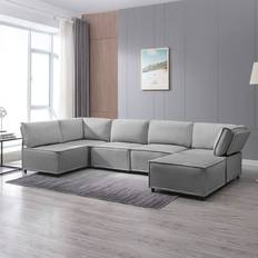 5 Seater Sofas Mixoy Couch Light Grey 120.4" 5 Seater
