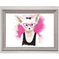 Happy Larry Arctic Fox Bow Pink Glasses White Bild 84.1x59.7cm