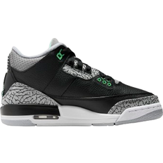 Black Sneakers Children's Shoes Nike Air Jordan 3 Retro GS - Black/Wolf Grey/White/Green Glow