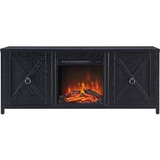 Tv stands with fireplace Henn&Hart Log Fireplace Black 58x24"