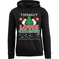 Christmas Sweaters Private Label Men's Funny Ugly Holiday Pull Over Hoodie This Guy Loves Christmas Ugly Sweater Black