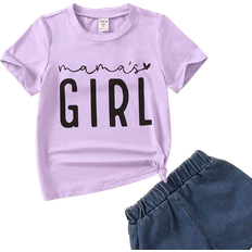 T-shirts Children's Clothing Shein Kids SUNSHNE Young Girl Letter Graphic Tee