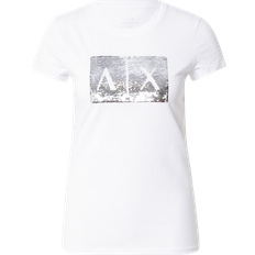 Armani Exchange Women T-shirts Armani Exchange Sequin Logo T-shirt - White
