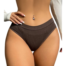 Brown Clothing Shein Striped Knitted Seamless Panty