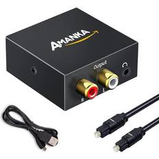 Analogue to Digital Converter (ADC) D/A Converter (DAC) Amanka Digital Audio Converter RCA/Coaxial - Optical/3.5mm Micro USB B Power Adapter M-F