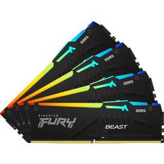 128 GB - DDR5 RAM minne Kingston Fury Beast RGB Black DDR5 5200MHz 4x32GB ECC (KF552C40BBAK4-128)