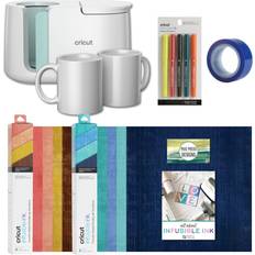 Arts & Crafts Cricut Mug Press with Mug Blanks, Heat Resistant Tape, Markers, and Distressed Transfer Sheets Bundle for Mugs, Infusible Ink Transfer Paper, Sublimation Blank Mugs