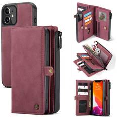 CaseMe Wallet for iPhone 12 Pro Max Magnetic Detachable Zipper Pocket Durable PU Leather Flip Wallet for iPhone 12 Pro Max Wallet with 15 Card Slots Holder for Women Men 6.7" Red