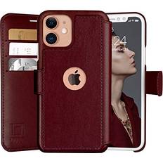 Apple iPhone 12 mini Wallet Cases LUPA iPhone 12 Mini Wallet Case -Slim iPhone 12 Mini Flip Case with Credit Card Holder, for Women & Men, Faux Leather iPhone 12 Mini Purse Cases with Magnetic Closure, Burgundy