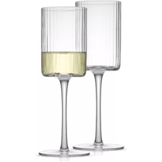 Glass Kitchen Accessories Joyjolt Elle Ribbed White Wine Glass 11.5fl oz 2