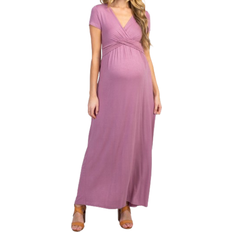 Electric Maternity & Nursing Pink Blush Draped Maternity/Nursing Maxi Dress Mauve