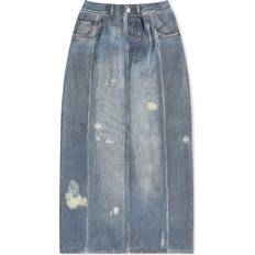 Acne Studios Women's Printed Denim Midi Skirt Denim Blue