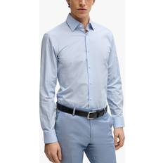 Hugo Boss Herre Skjorter Hugo Boss Hank Slim Fit Pinstripe Shirt, Pastel Blue/White