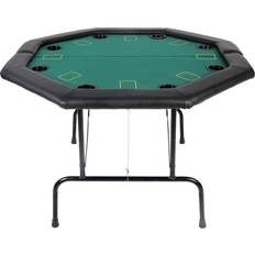 Poker Tables Table Sports Luckyermore 8 Player 48” Octagon Folding Texas Poker Blackjack Game Table with Cup Holder