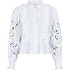 XL Bluser Neo Noir Petrine Embroidery Shirt - White