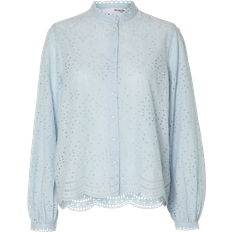 Dame Bluser Selected Tatiana English Embroidery Shirt - Cashmere Blue