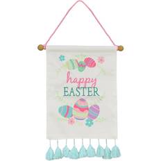 National Tree Company Interior Details National Tree Company Happy Easter With Eggs Banner White 0.8"