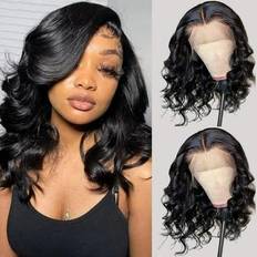 Short Body Wigs for Black Women Human Hair Pre Plucked Glueless Body Wave Lace