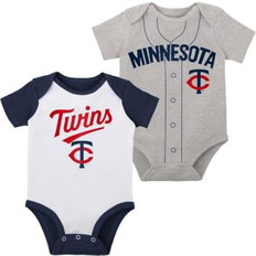 Bodysuits Outerstuff Infant White/Heather Gray Minnesota Twins Two-Pack Little Slugger Bodysuit Set