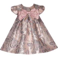 Bonnie Jean Baby Girl's Short Sleeve Floral Metallic Dress - Grey/Pink