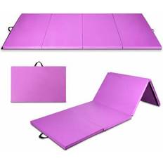 Exercise Mats Costway 8 x 4 Feet Folding Gymnastics Tumbling Mat-Purple