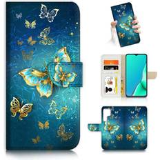for Samsung S22 Ultra, for Samsung Galaxy S22 Ultra, Designed Flip Wallet Phone Case Cover, A23018 Blue Butterfly 23018