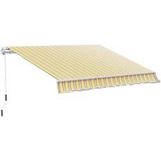 OutSunny Awnings OutSunny 12' Manual Retractable Awning Outdoor Sunshade