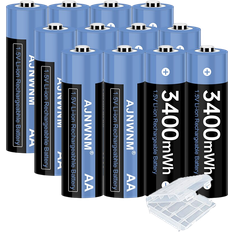 1.5V AA Li-ion Rechargeable Battery 3400mAh Compatible 12-pack