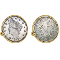 American Coin Treasures 1883 First Year of Issue Liberty Nickel Bezel Cuff Links - Silver/Gold