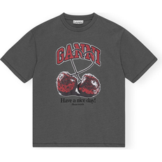 Ganni Clothing Ganni Future Relaxed Cherry T-Shirt - Volcanic Ash