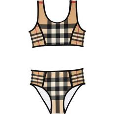 Girls Swimsuits Children's Clothing Burberry Contrast Check Stretch Nylon Bikini - Archive Beige (80618501)
