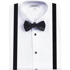 Suits Gioberti Boy's White Tuxedo Dress Shirt, with Bow Tie and Metal Studs