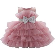 Party Dresses Fattazi Kids Girls Puff Sleeve Mesh Tutu Princess Dress Prom Party Dress Bow Tulle Mini Dress