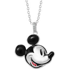 Disney Jewelry Disney Womens Mouse Necklace 18" Official License Silver-Plated Necklace with Mouse Pendant