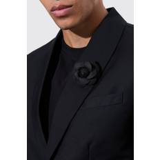 Brooches boohooMAN Mens Fabric Flower Brooch In Black One
