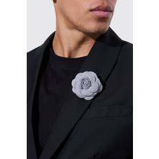 Brooches boohooMAN Mens Fabric Flower Brooch In Charcoal Grey ONE
