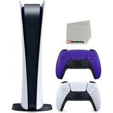 Game Consoles Sony Playstation 5 Digital Version (Sony PS5 Digital) with Extra Galactic Purple Controller Bundle with Cleaning Cloth