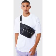 Faux Leather Bum Bags boohooMAN Mens Signature Faux Leather Fanny Pack Black One Size