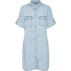Hemdkragen Kleider Vero Moda Jennie Short Dress - Blue/Light Blue Denim