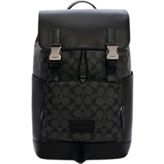 Black - Laptop/Tablet Compartment Backpacks Coach Track Backpack In Signature Canvas - Gunmetal/Charcoal/Black