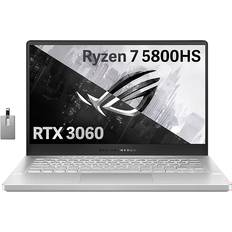 White Laptops ASUS 2022 ROG Zephyrus G14 14'' FHD 144Hz Gaming Laptop, AMD Ryzen 7-5800HS, NVIDIA GeForce RTX 3060 6G Graphics, 16GB RAM, 512GB PCIe SSD, Backlit Keyboard, Win 11 Pro, White, 32GB USB Card